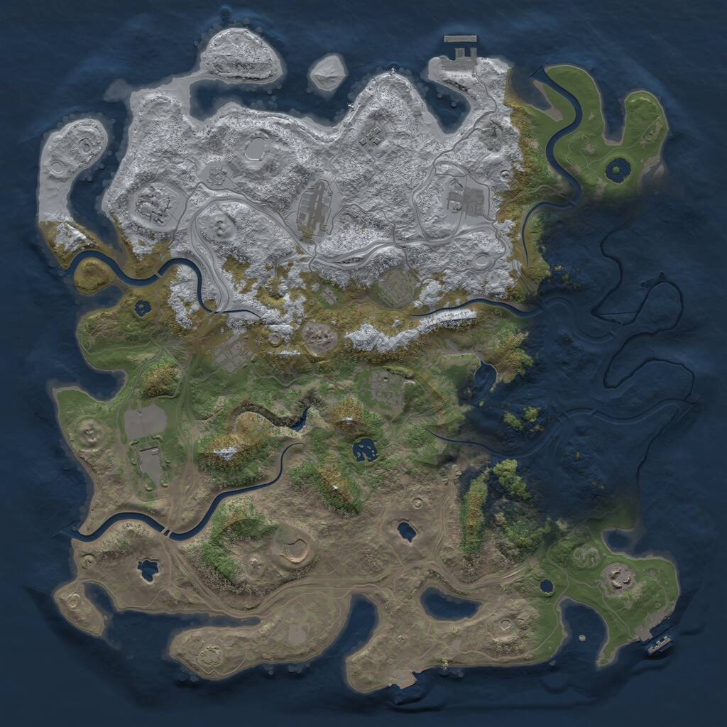 Rust Map: Procedural Map, Size: 4500, Seed: 1610201313, 17 Monuments