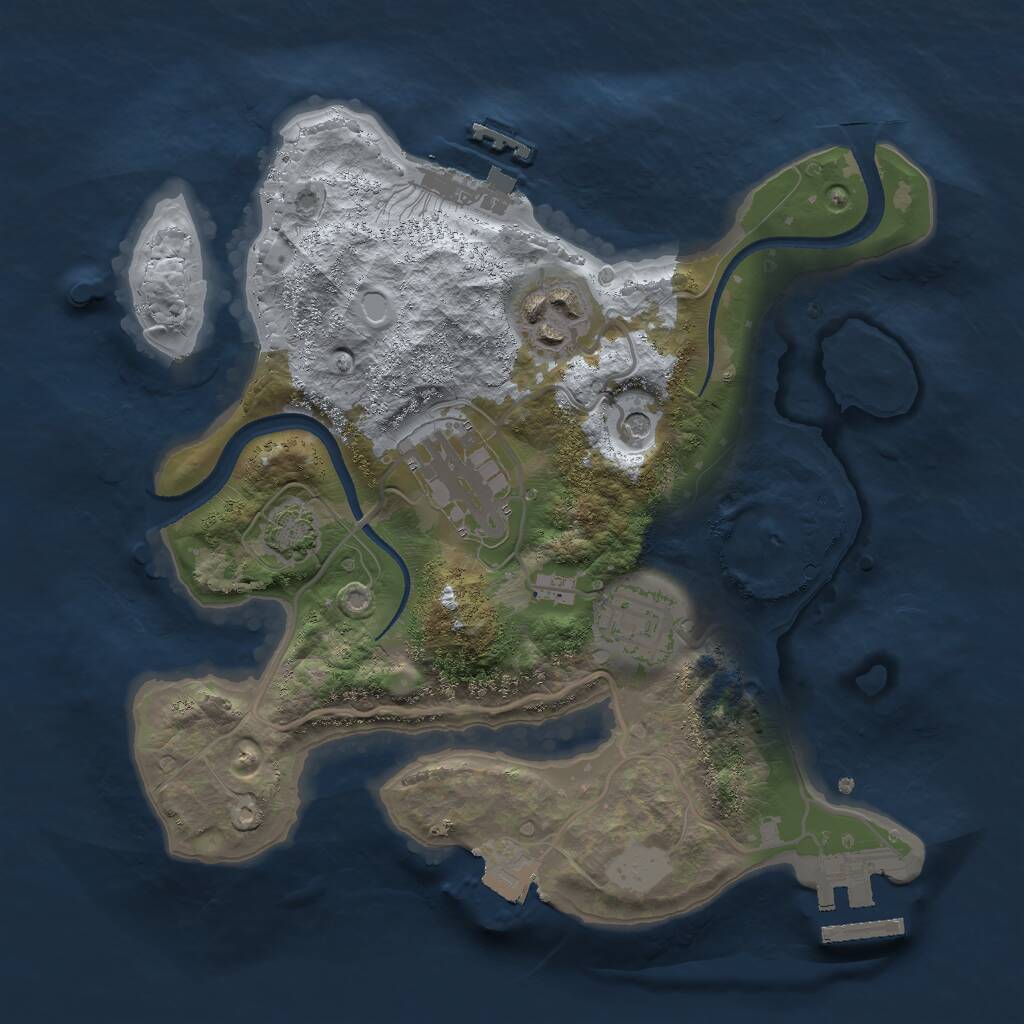 Rust Map: Procedural Map, Size: 2500, Seed: 90974, 8 Monuments