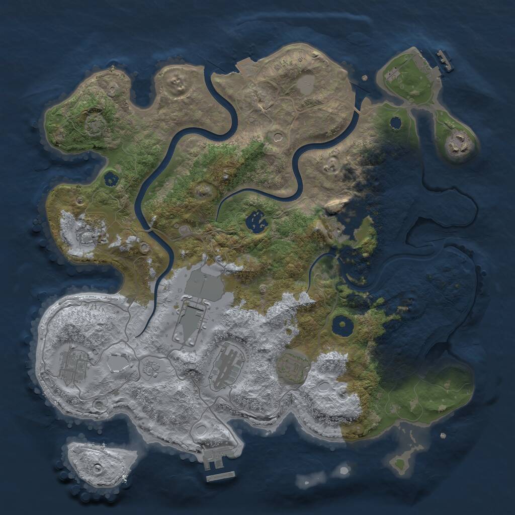 Rust Map: Procedural Map, Size: 3600, Seed: 37187, 14 Monuments