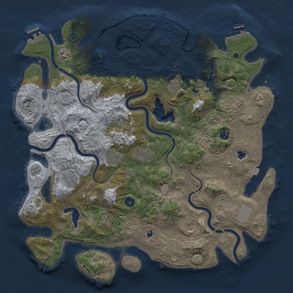 Rust Map: Procedural Map, Size: 4500, Seed: 445738284, 17 Monuments