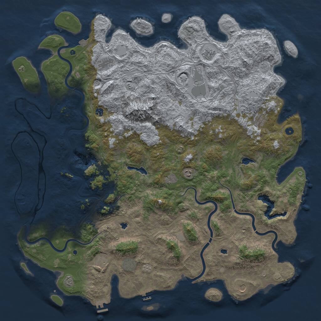 Rust Map: Procedural Map, Size: 6000, Seed: 7689, 17 Monuments