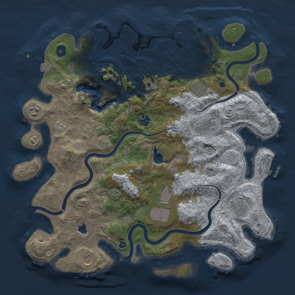 Rust Map: Procedural Map, Size: 4050, Seed: 1780431041, 15 Monuments