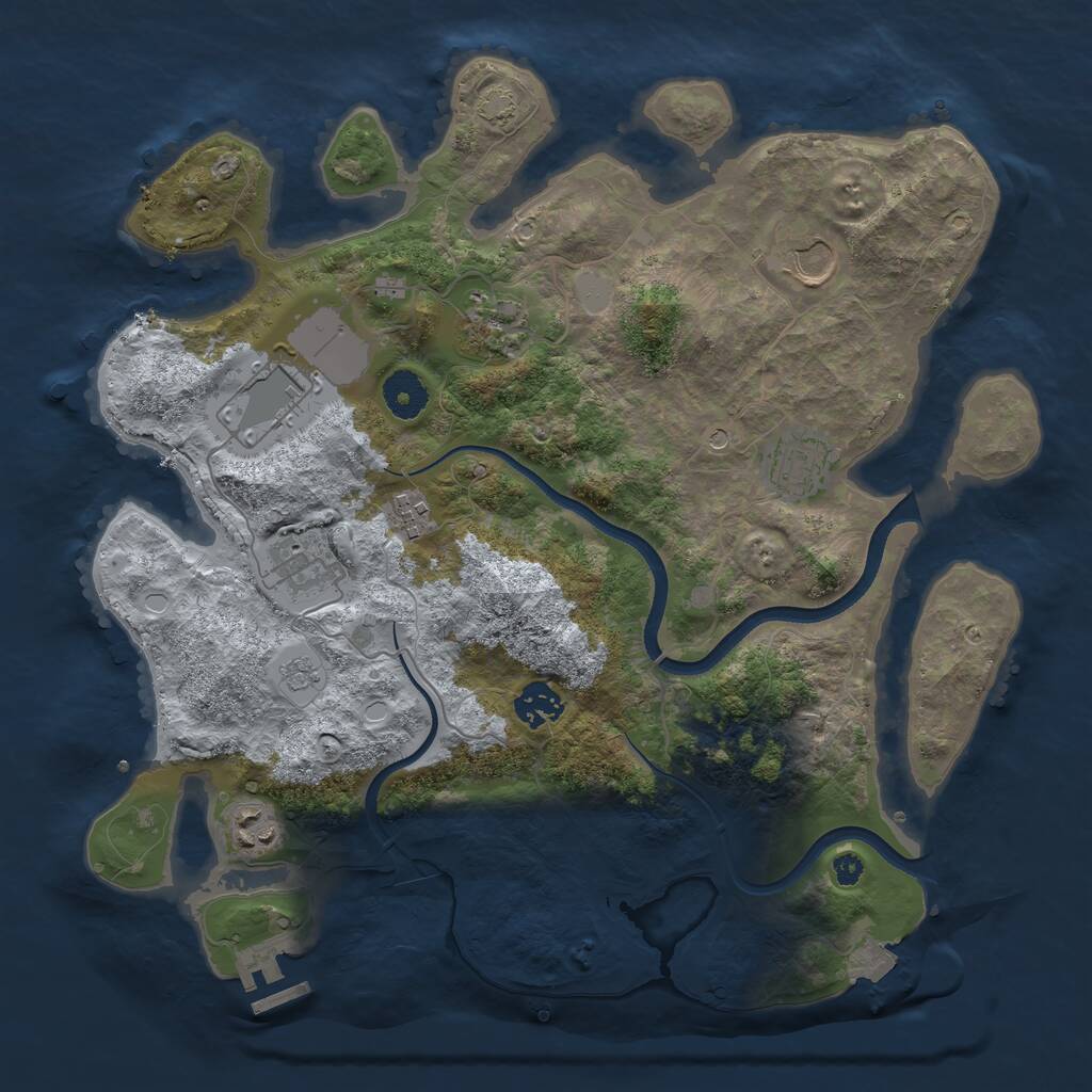 Rust Map: Procedural Map, Size: 3600, Seed: 477857, 13 Monuments