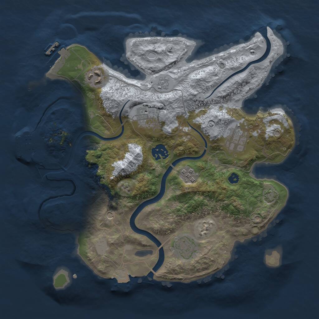 Rust Map: Procedural Map, Size: 3000, Seed: 27608, 12 Monuments