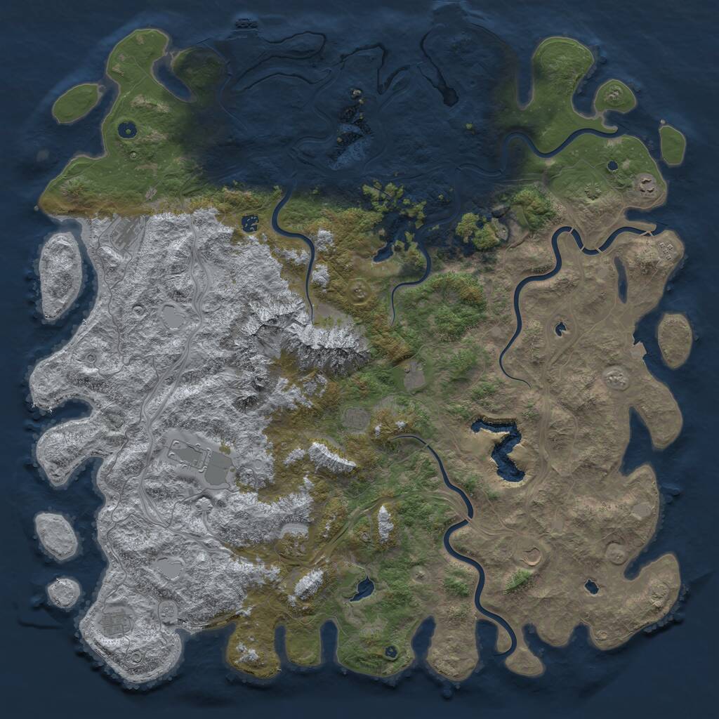 Rust Map: Procedural Map, Size: 6000, Seed: 77101023, 17 Monuments