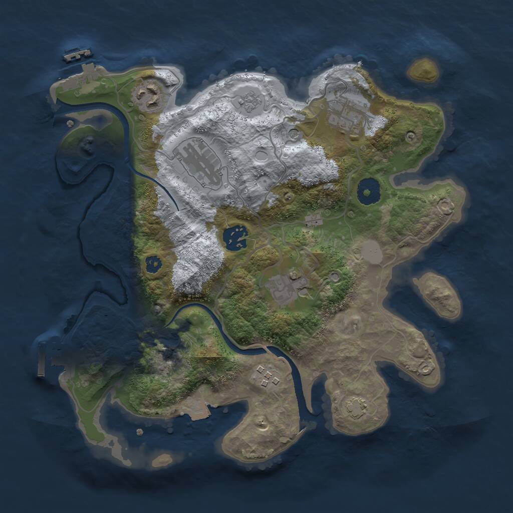 Rust Map: Procedural Map, Size: 3000, Seed: 23282, 12 Monuments