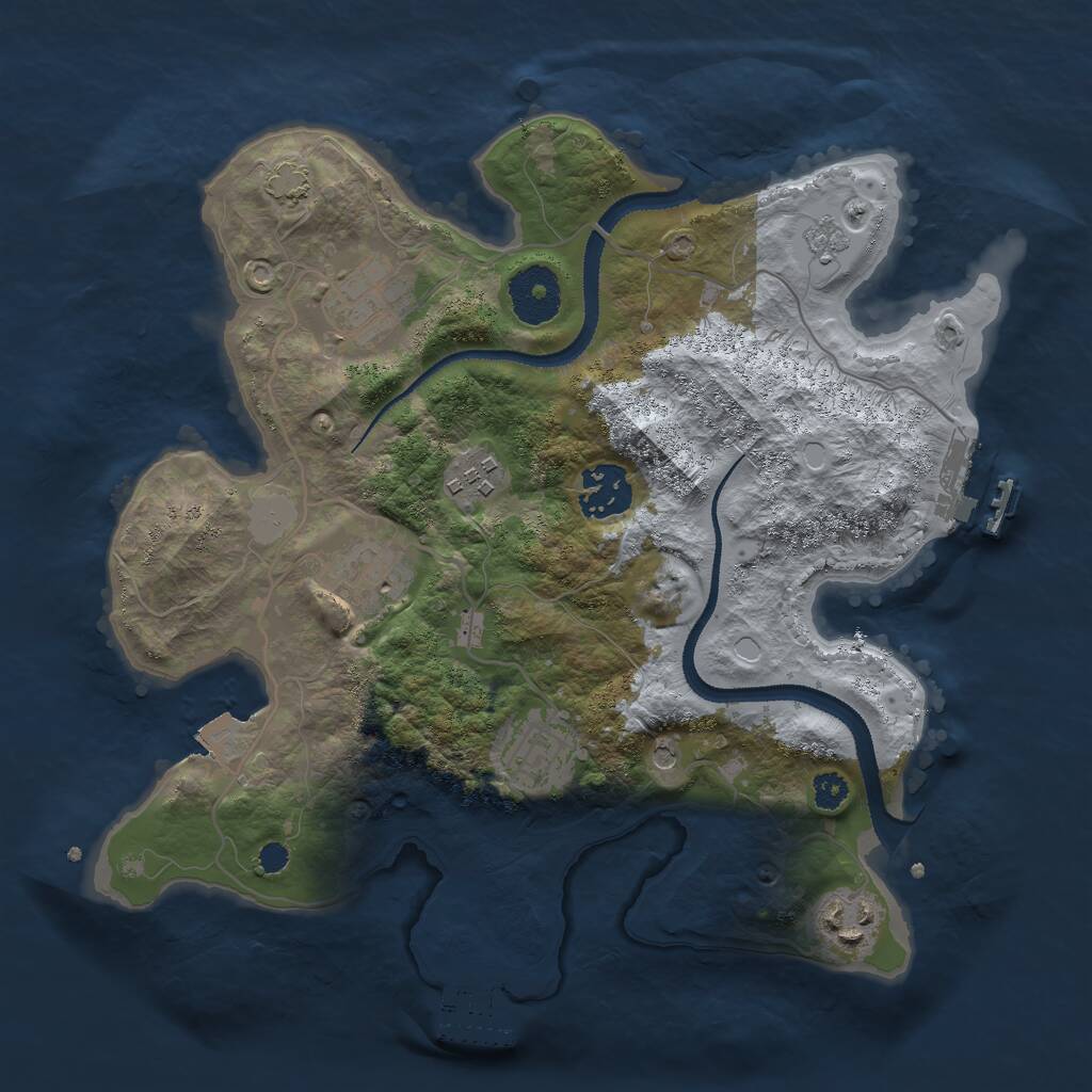Rust Map: Procedural Map, Size: 3000, Seed: 1087, 12 Monuments