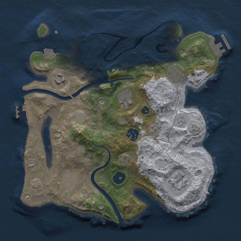 Rust Map: Procedural Map, Size: 3000, Seed: 93523700, 13 Monuments
