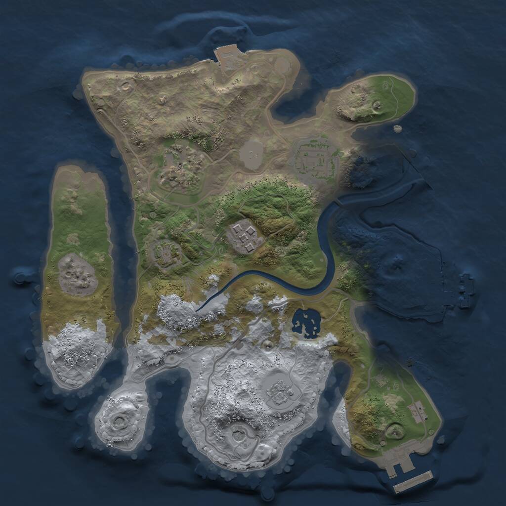Rust Map: Procedural Map, Size: 2500, Seed: 1023685746, 10 Monuments