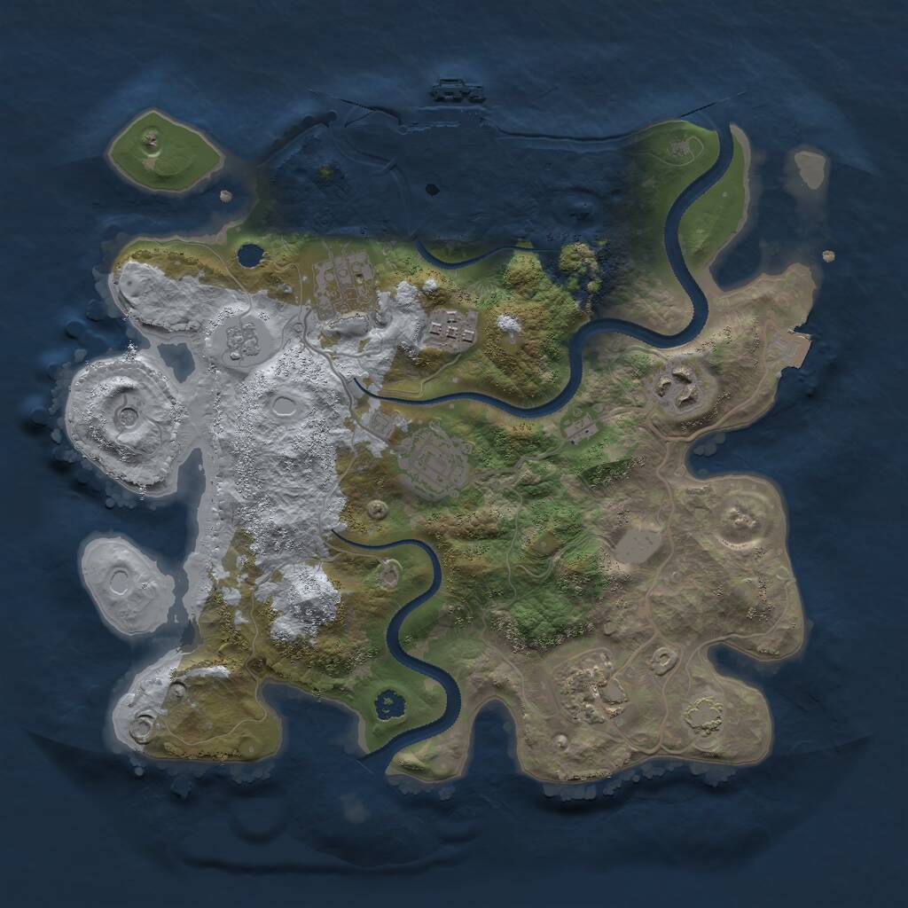 Rust Map: Procedural Map, Size: 3000, Seed: 18114, 10 Monuments