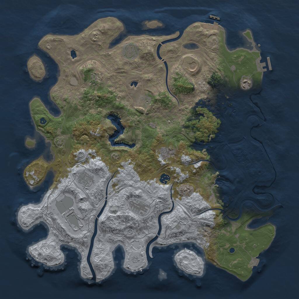 Rust Map: Procedural Map, Size: 4500, Seed: 43159724, 17 Monuments