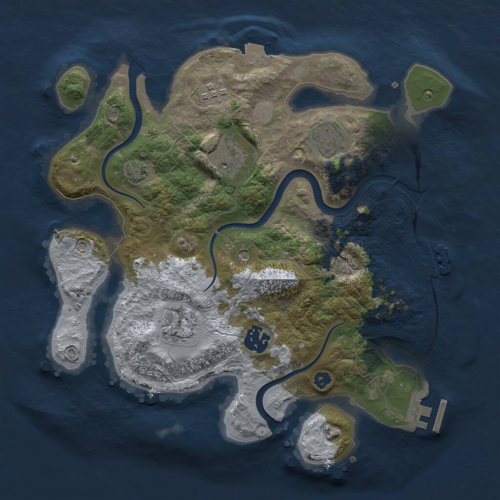 Rust Map: Procedural Map, Size: 3000, Seed: 15774, 10 Monuments