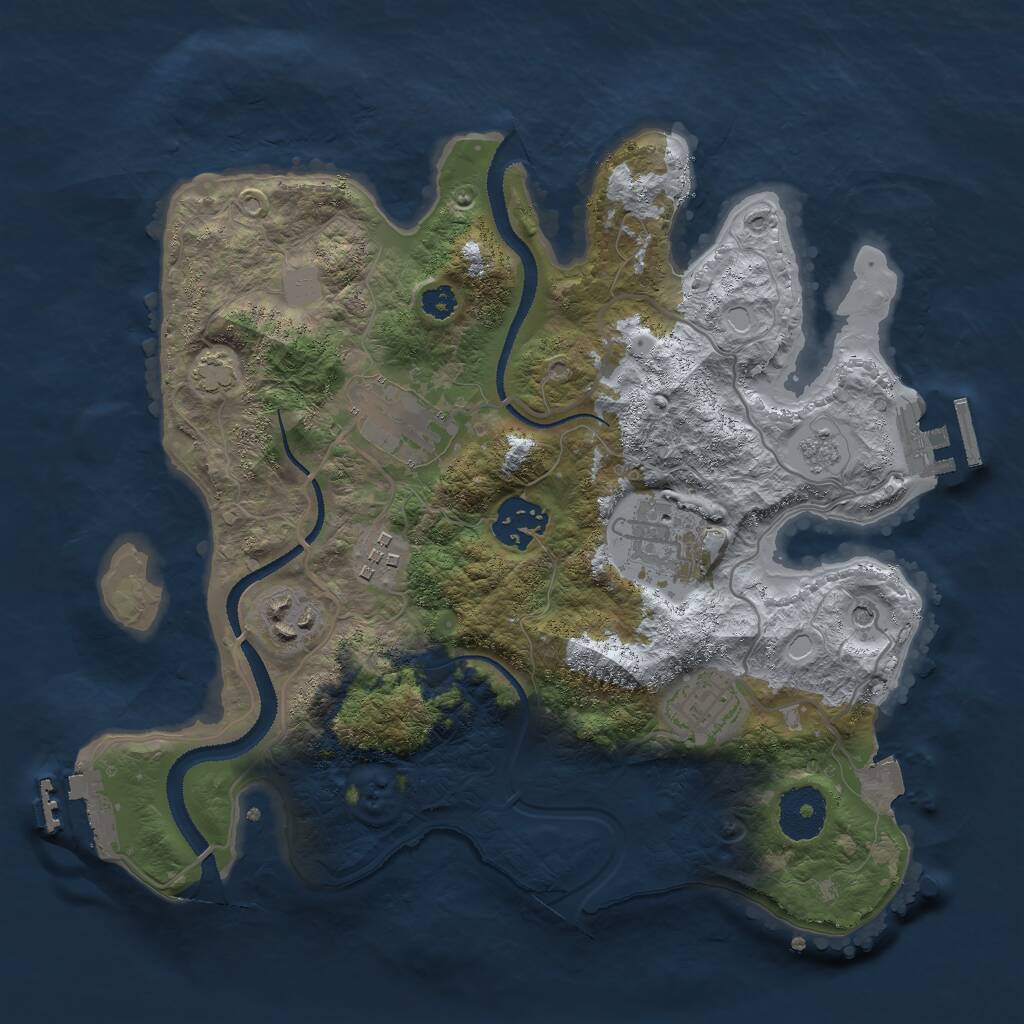 Rust Map: Procedural Map, Size: 3000, Seed: 1351611930, 12 Monuments