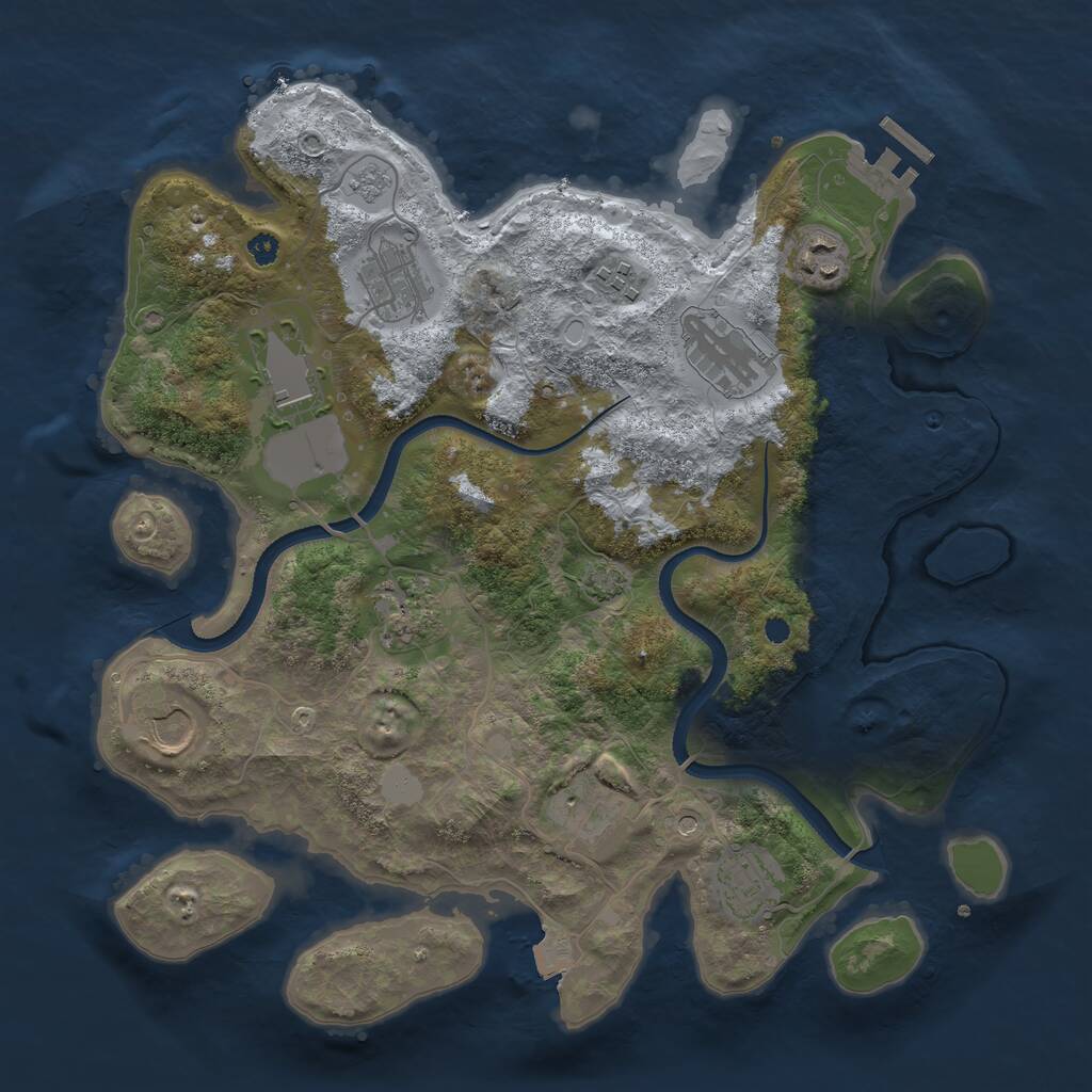Rust Map: Procedural Map, Size: 3500, Seed: 542707911, 14 Monuments