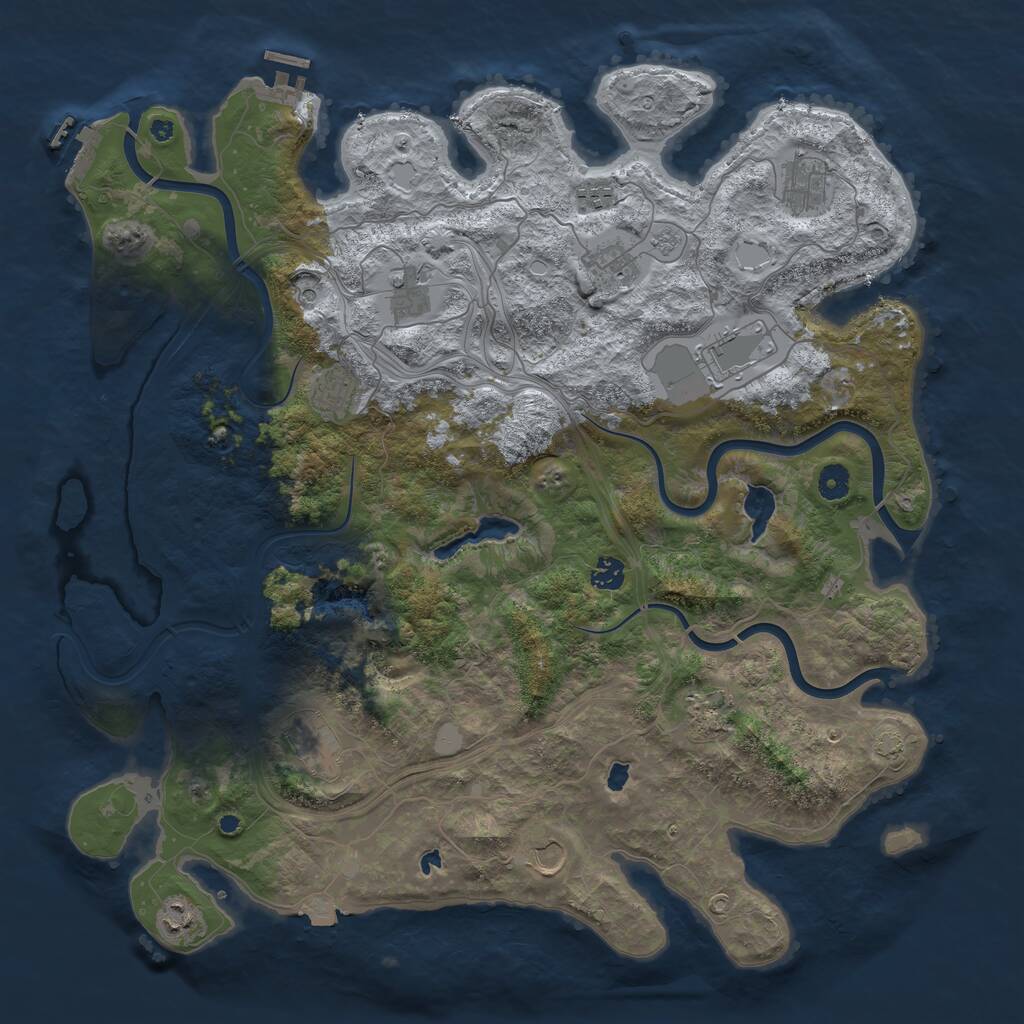 Rust Map: Procedural Map, Size: 4500, Seed: 1792634038, 17 Monuments