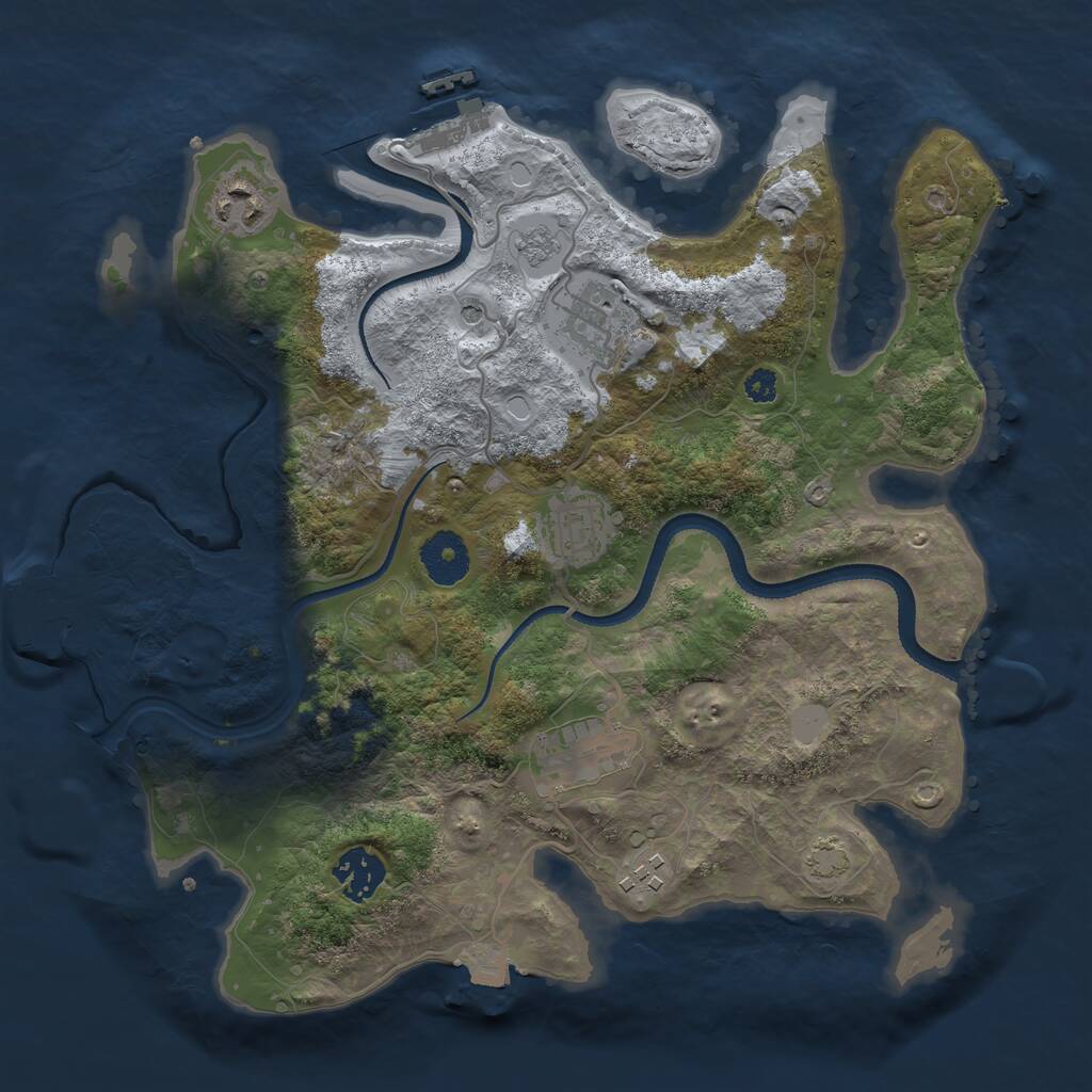 Rust Map: Procedural Map, Size: 3250, Seed: 634261164, 12 Monuments