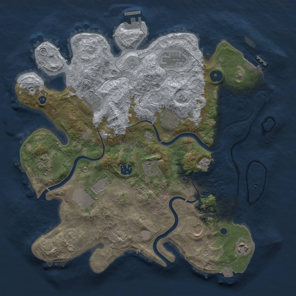 Rust Map: Procedural Map, Size: 3700, Seed: 1308282899, 16 Monuments