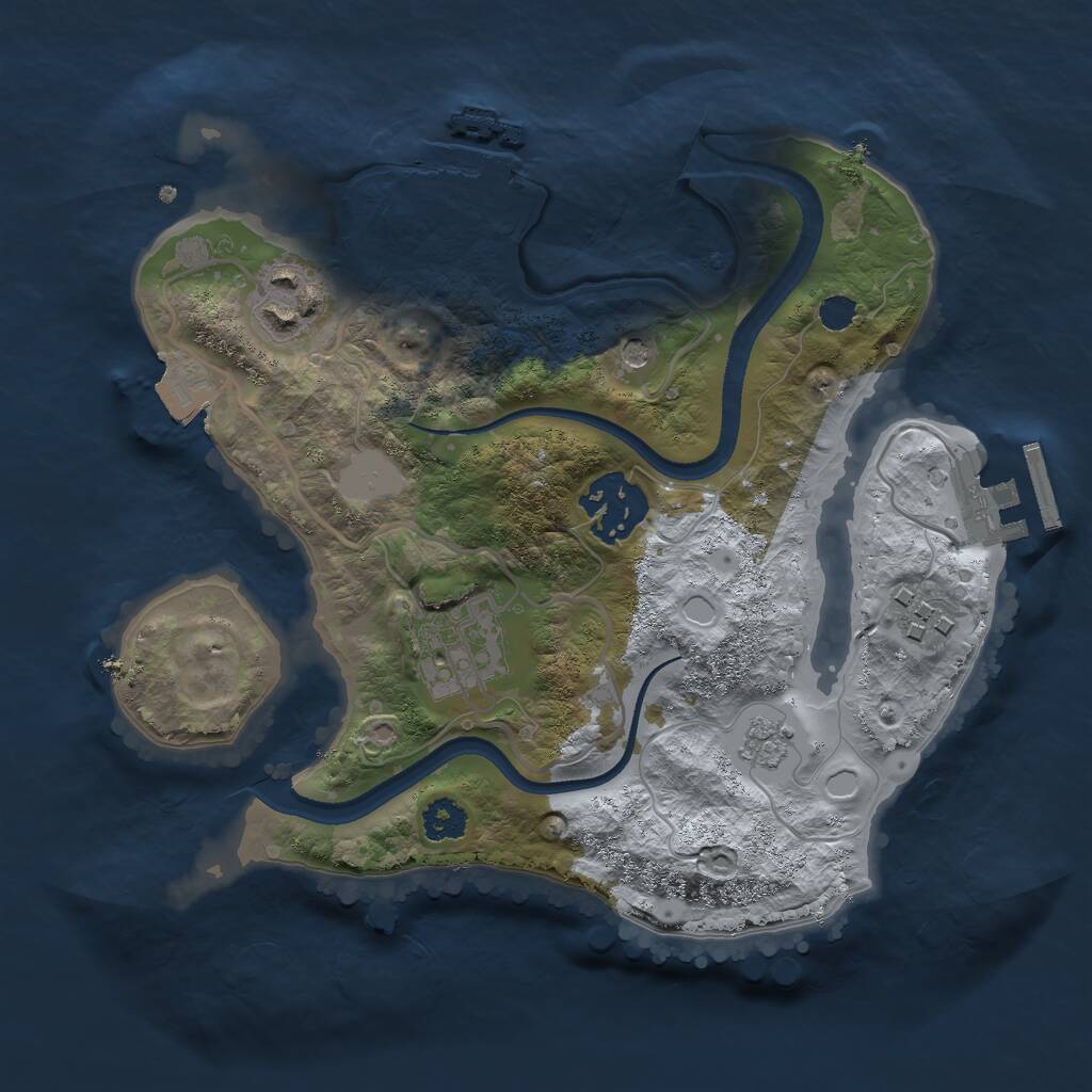 Rust Map: Procedural Map, Size: 2500, Seed: 1558475093, 9 Monuments