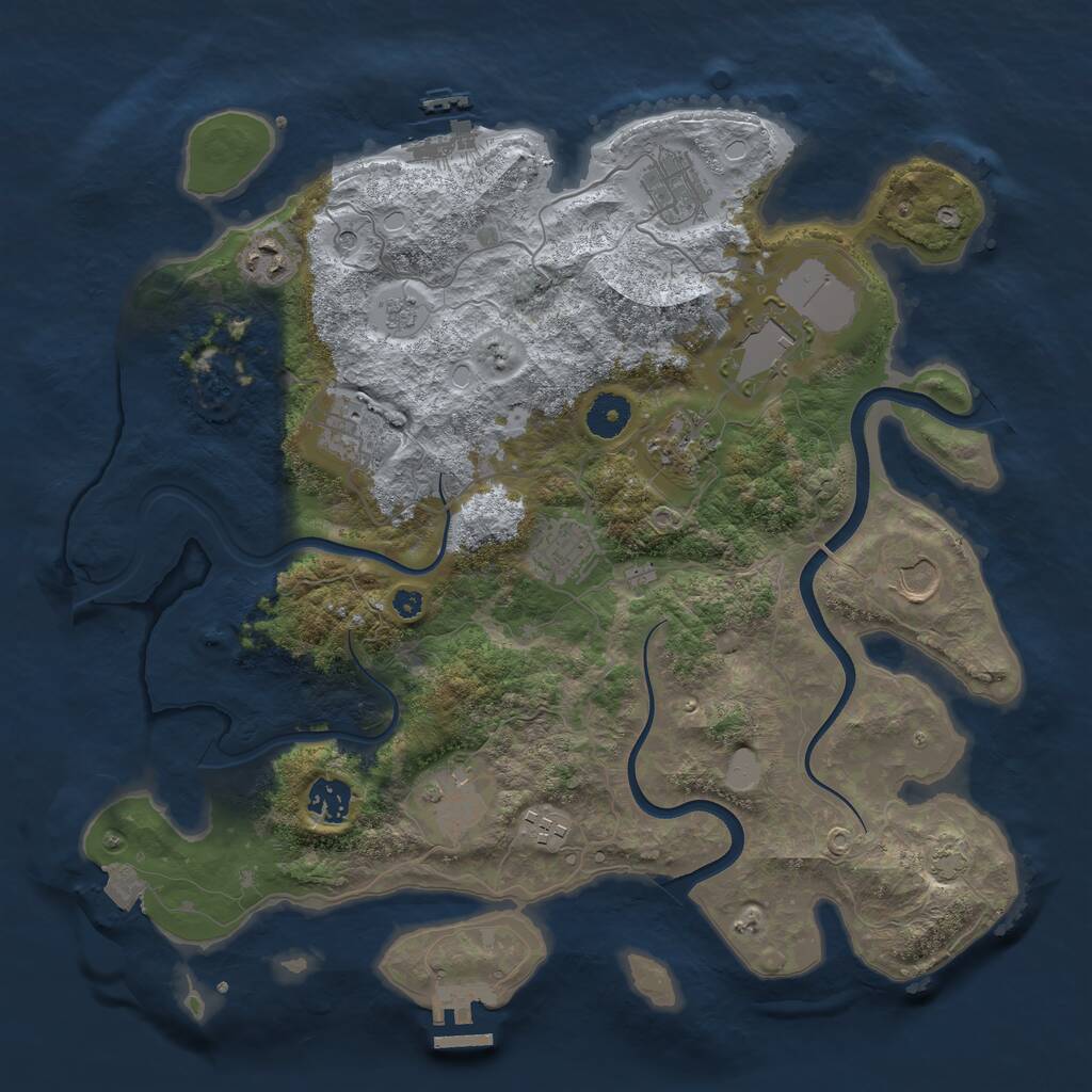 Rust Map: Procedural Map, Size: 3750, Seed: 1717046511, 16 Monuments