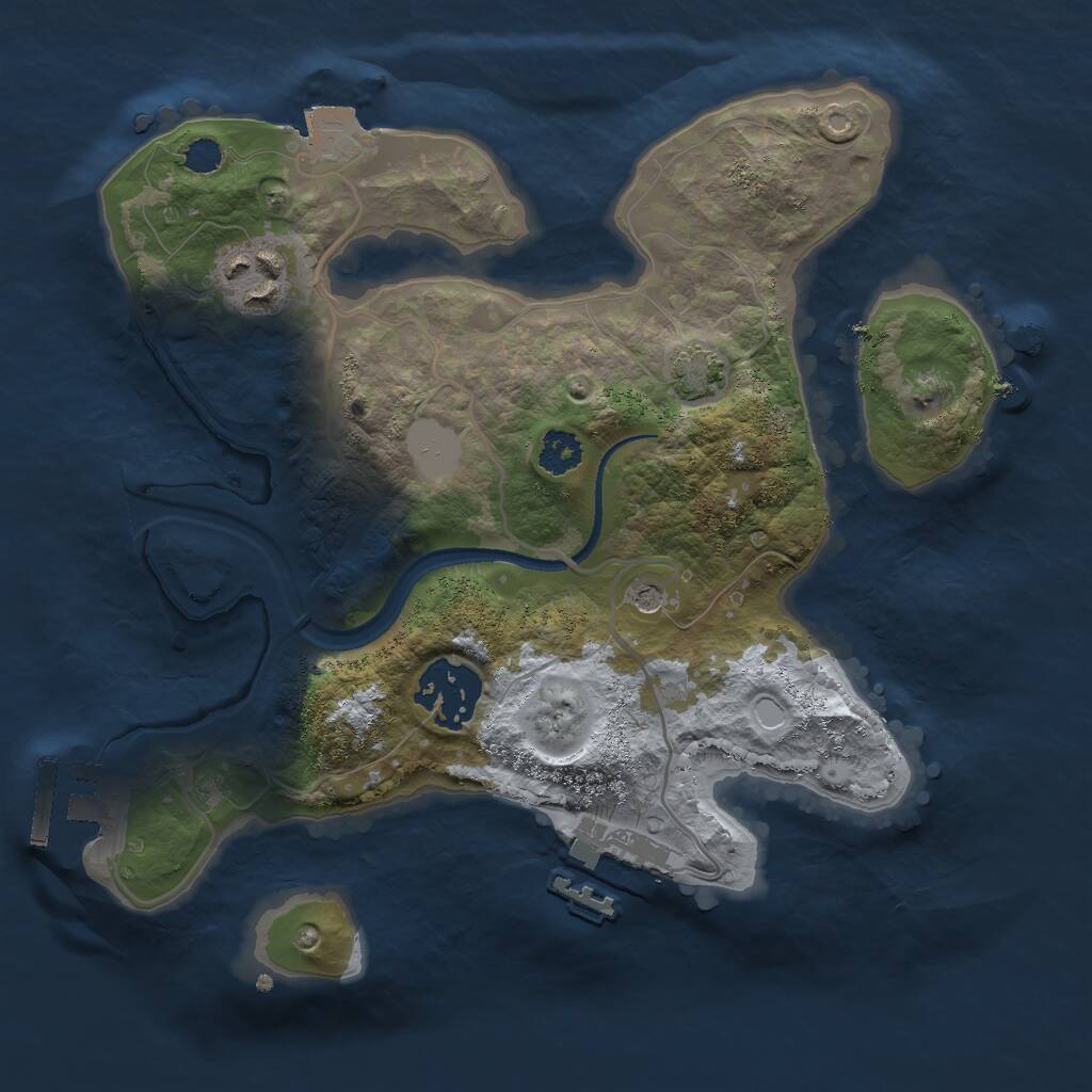 Rust Map: Procedural Map, Size: 2500, Seed: 474431711, 7 Monuments