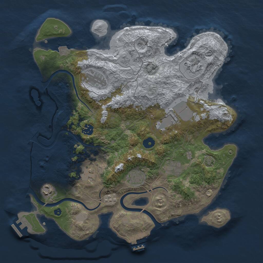 Rust Map: Procedural Map, Size: 3500, Seed: 379738918, 15 Monuments