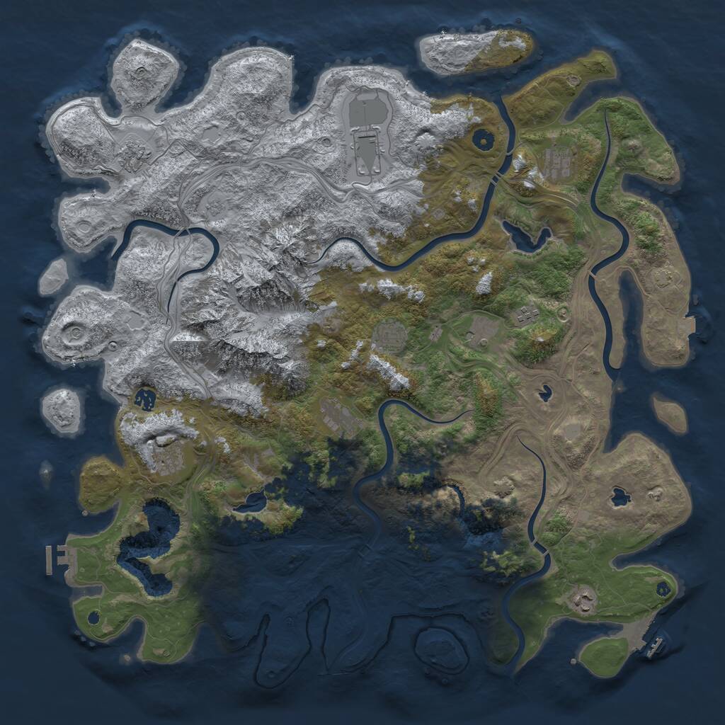 Rust Map: Procedural Map, Size: 5000, Seed: 88738, 16 Monuments