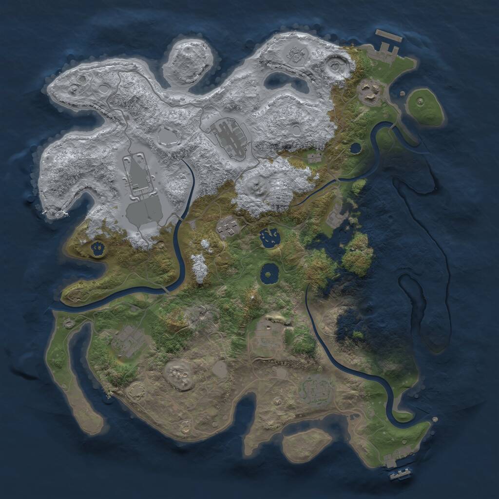 Rust Map: Procedural Map, Size: 3700, Seed: 177419475, 15 Monuments