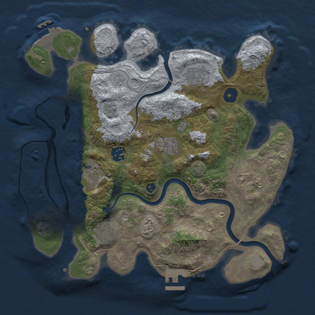 Rust Map: Procedural Map, Size: 3250, Seed: 1346364255, 13 Monuments