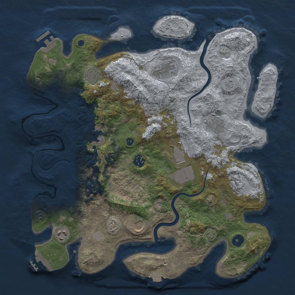 Rust Map: Procedural Map, Size: 3800, Seed: 3250, 16 Monuments
