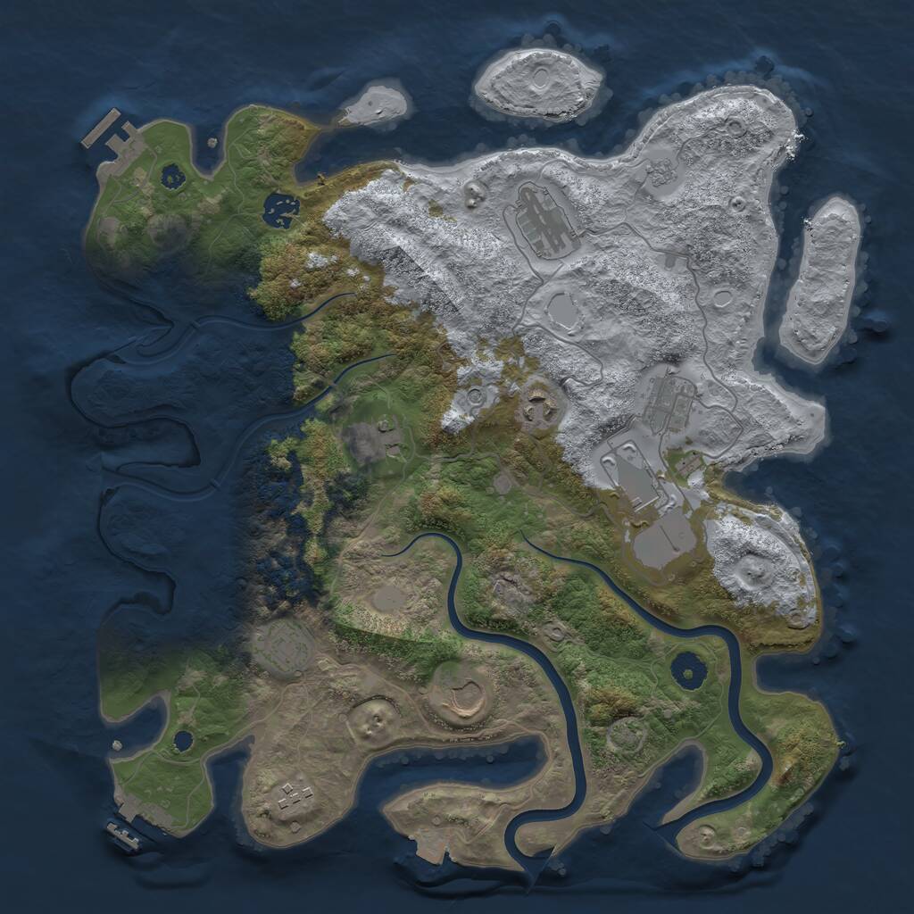 Rust Map: Procedural Map, Size: 3800, Seed: 3250, 15 Monuments