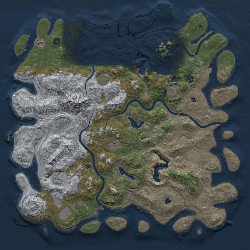 Rust Map: Procedural Map, Size: 5000, Seed: 357434366, 17 Monuments