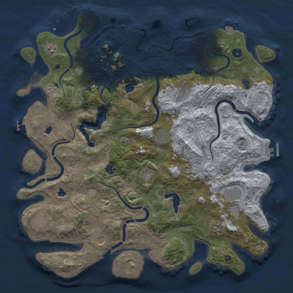 Rust Map: Procedural Map, Size: 4500, Seed: 1678882314, 16 Monuments