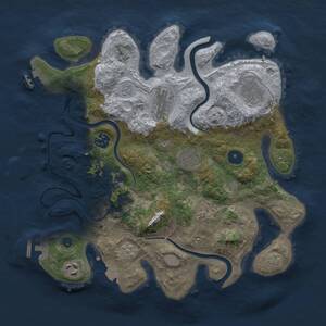 Thumbnail Rust Map: Procedural Map, Size: 3300, Seed: 1106190265, 13 Monuments