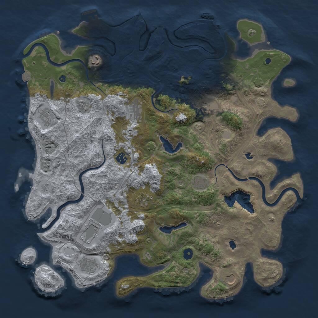 Rust Map: Procedural Map, Size: 4500, Seed: 196234567, 17 Monuments