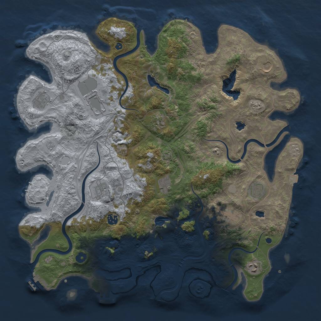 Rust Map: Procedural Map, Size: 4500, Seed: 45671351, 17 Monuments