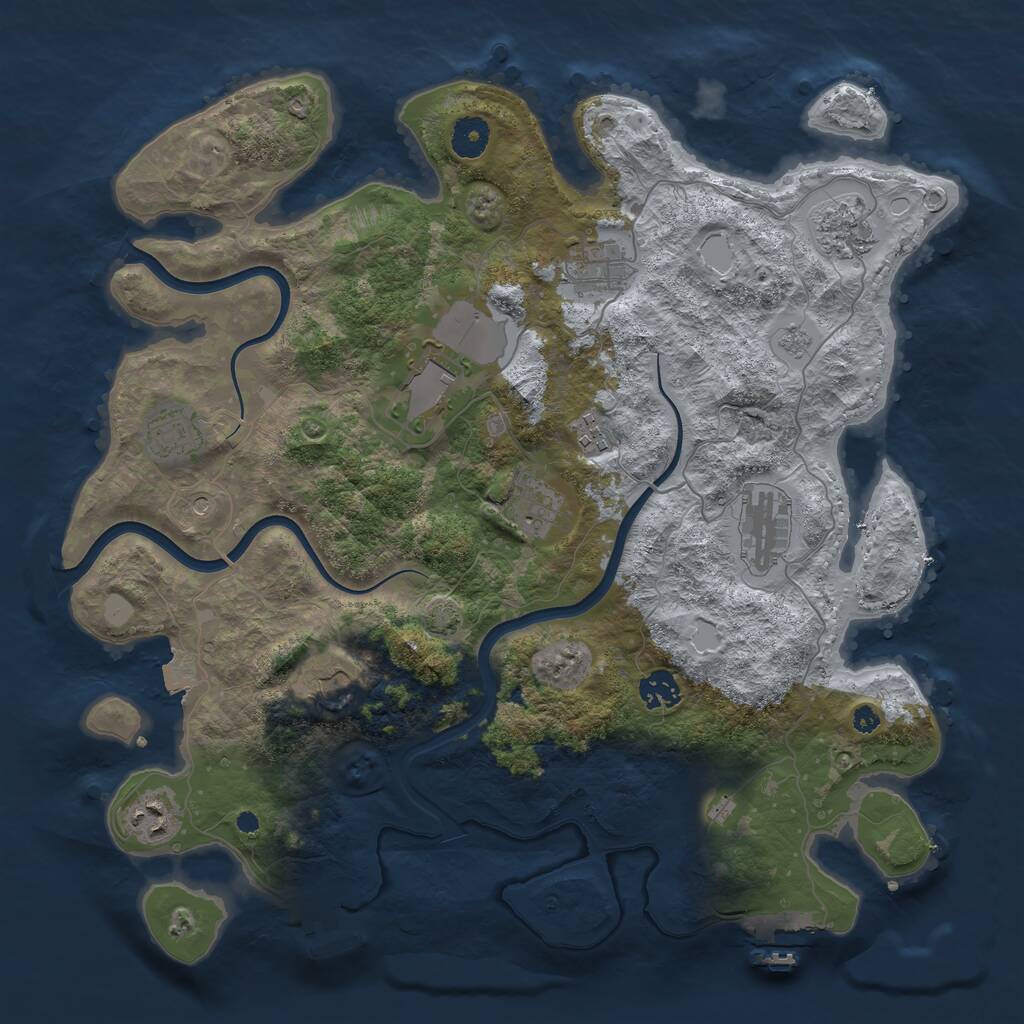 Rust Map: Procedural Map, Size: 3850, Seed: 712585856, 16 Monuments