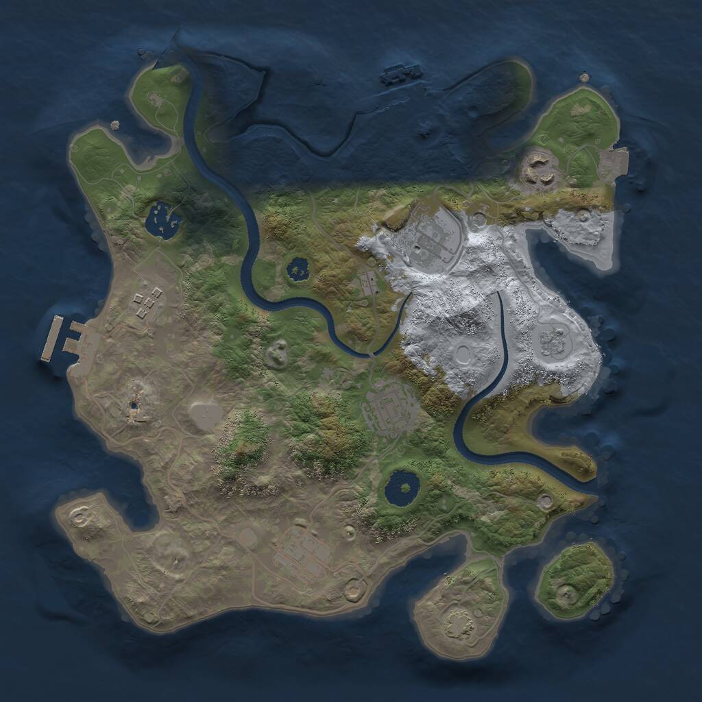 Rust Map: Procedural Map, Size: 3000, Seed: 1709134529, 12 Monuments