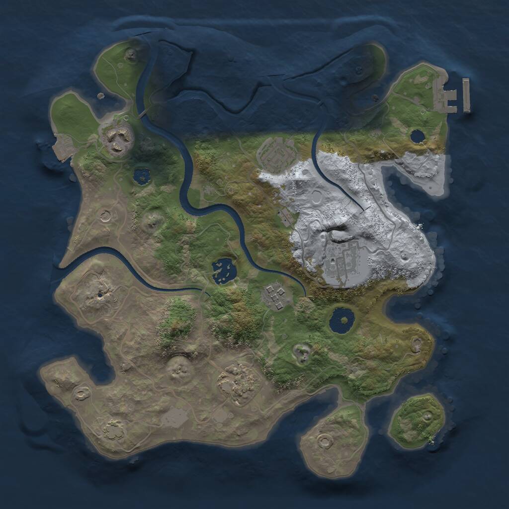 Rust Map: Procedural Map, Size: 3000, Seed: 1709134529, 10 Monuments