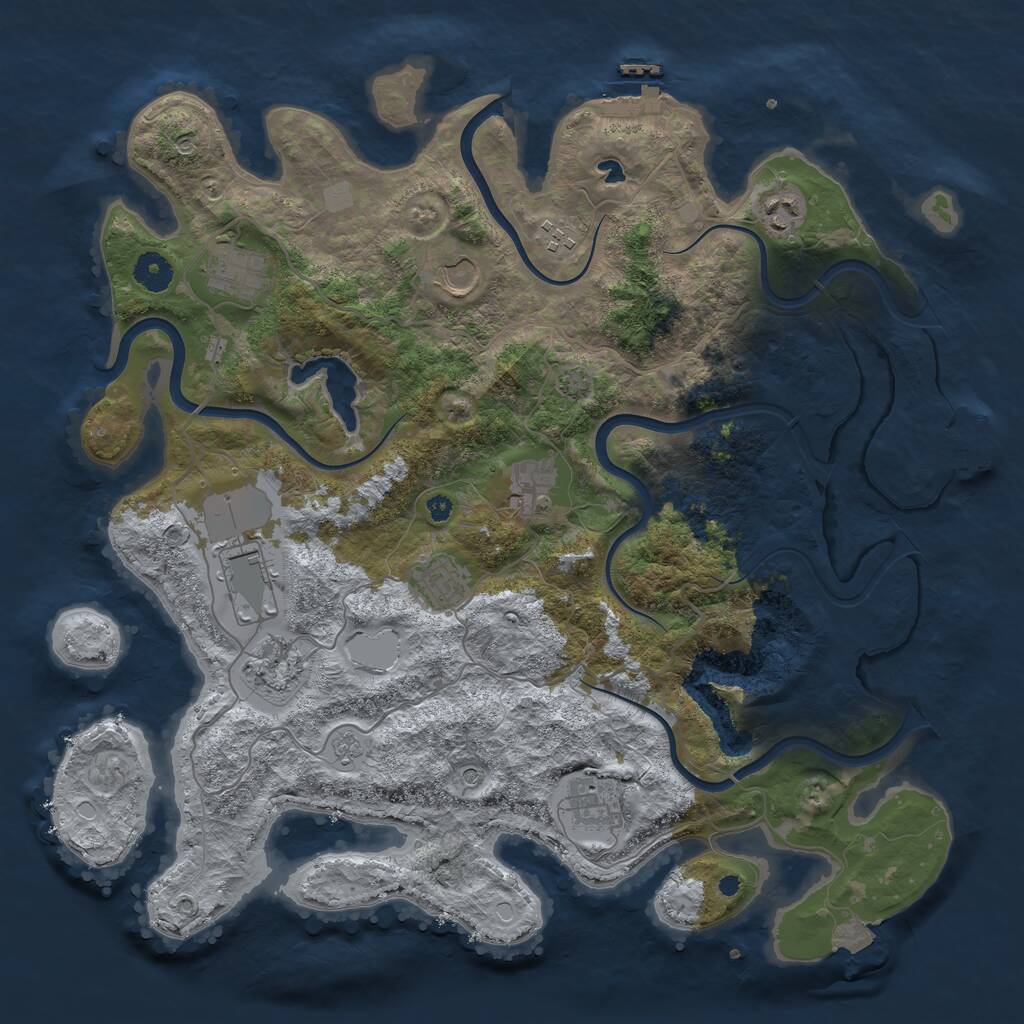 Rust Map: Procedural Map, Size: 4000, Seed: 991852509, 15 Monuments