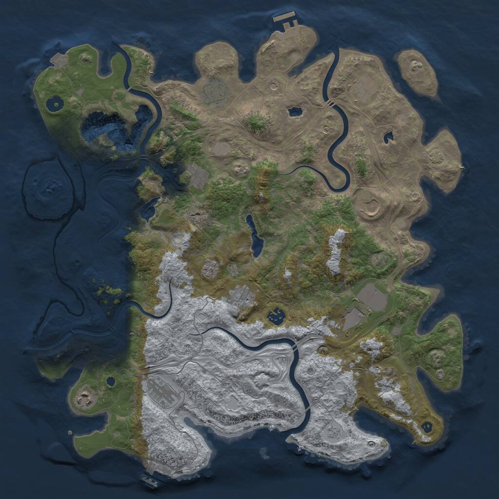 Rust Map: Procedural Map, Size: 4500, Seed: 269282612, 17 Monuments