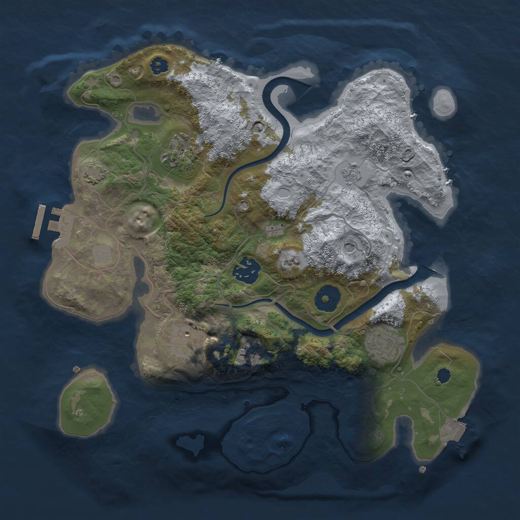 Rust Map: Procedural Map, Size: 3000, Seed: 683247, 10 Monuments