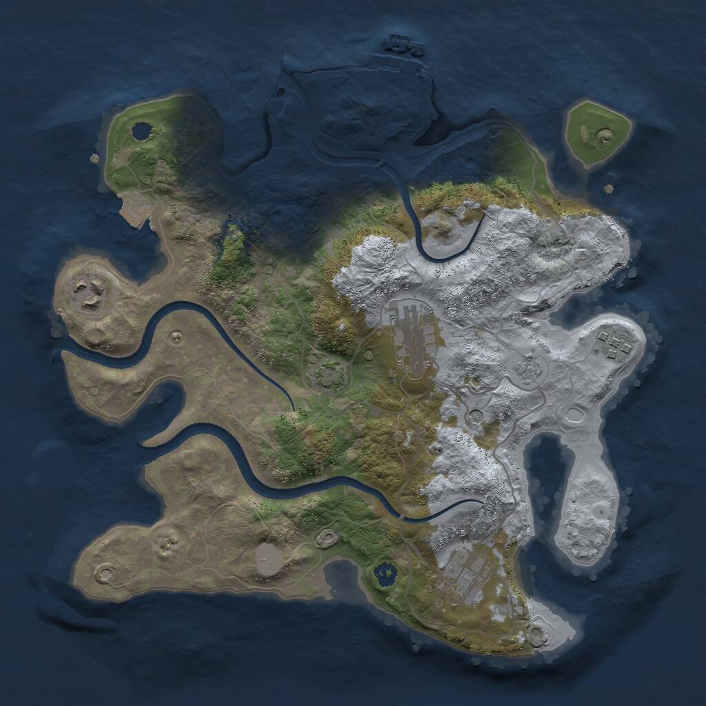 Rust Map: Procedural Map, Size: 3000, Seed: 32206, 9 Monuments