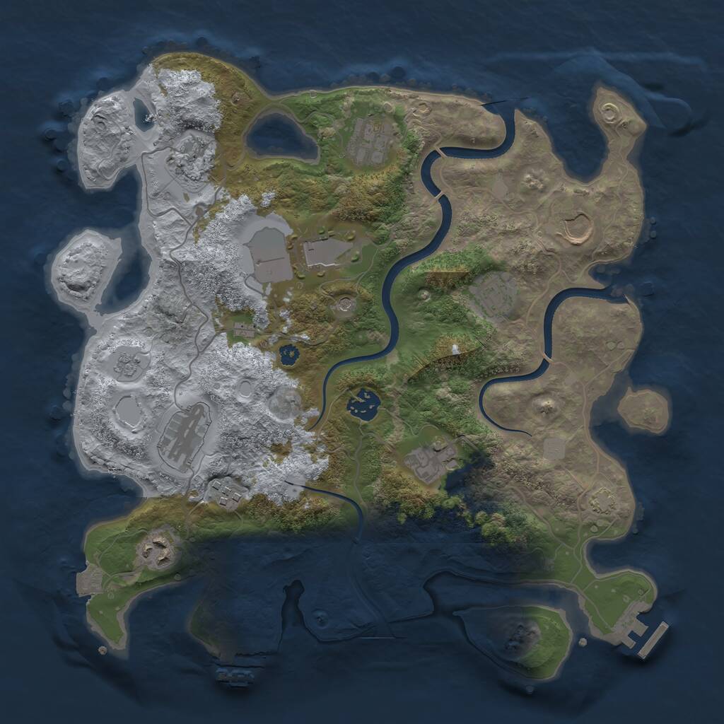 Rust Map: Procedural Map, Size: 3500, Seed: 282492570, 16 Monuments