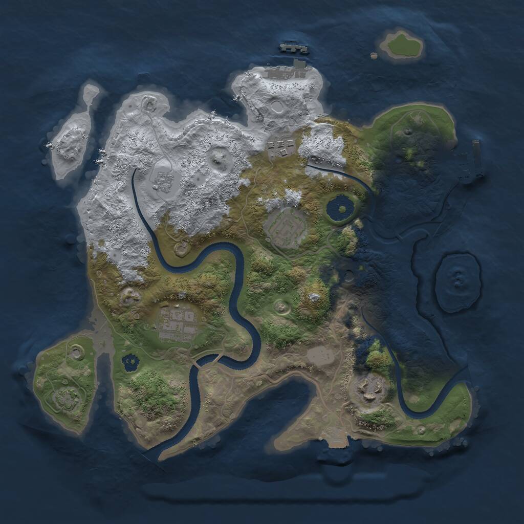 Rust Map: Procedural Map, Size: 3000, Seed: 24090, 10 Monuments