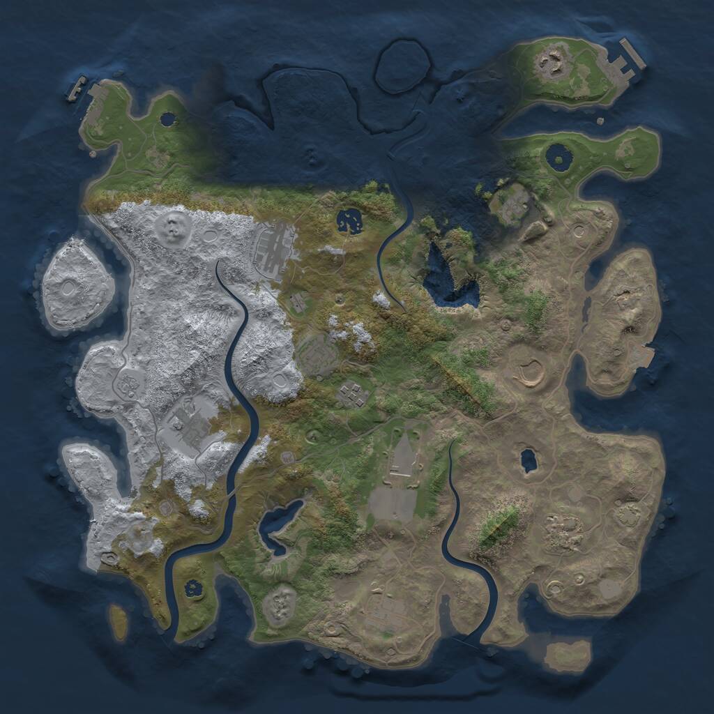 Rust Map: Procedural Map, Size: 4000, Seed: 2129741830, 17 Monuments