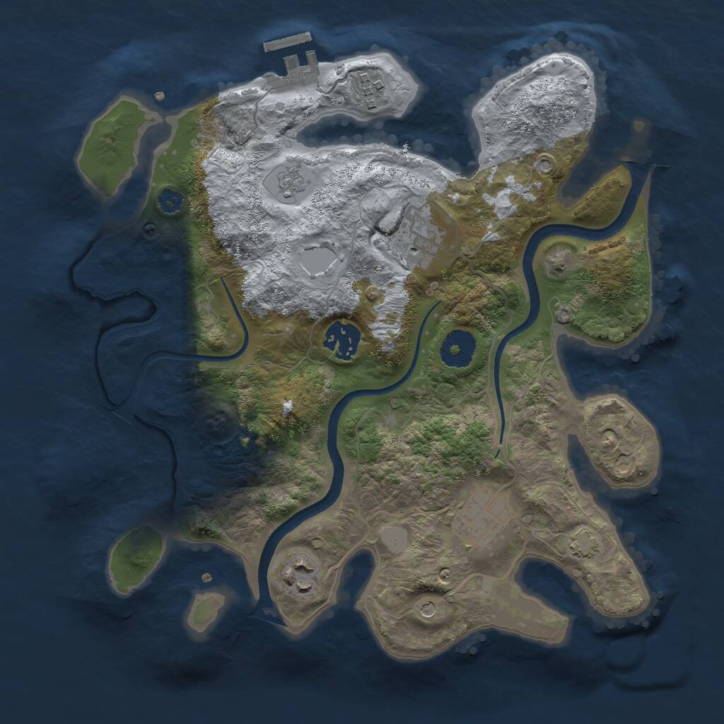 Rust Map: Procedural Map, Size: 3000, Seed: 43555, 10 Monuments
