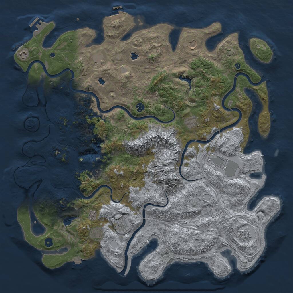 Rust Map: Procedural Map, Size: 5000, Seed: 1051996, 16 Monuments