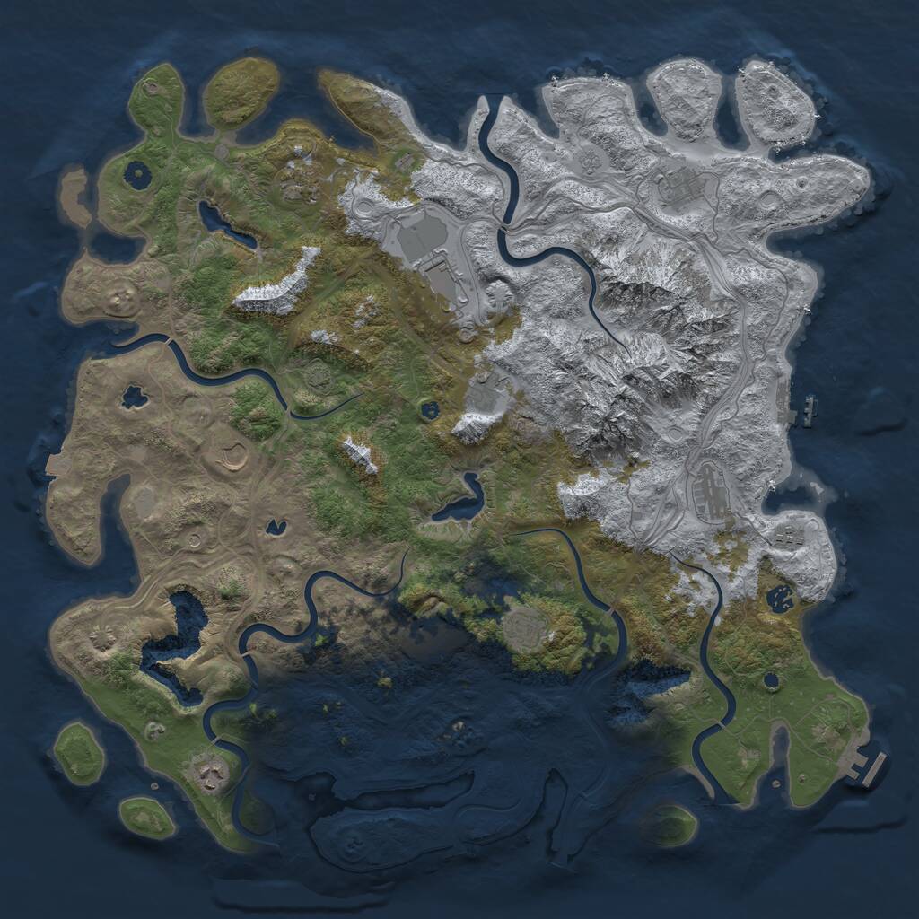 Rust Map: Procedural Map, Size: 5000, Seed: 9919, 17 Monuments