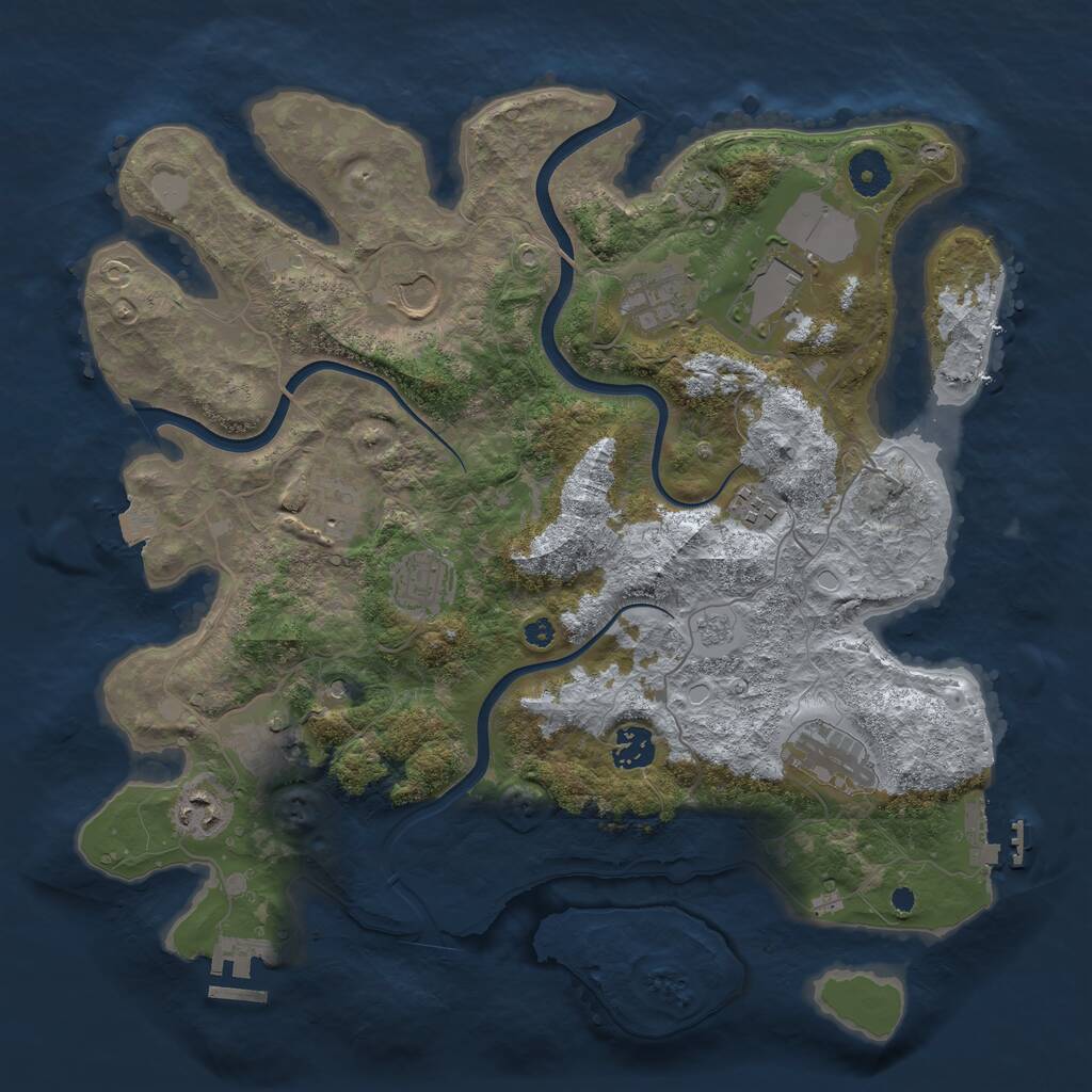 Rust Map: Procedural Map, Size: 3750, Seed: 1457170347, 16 Monuments