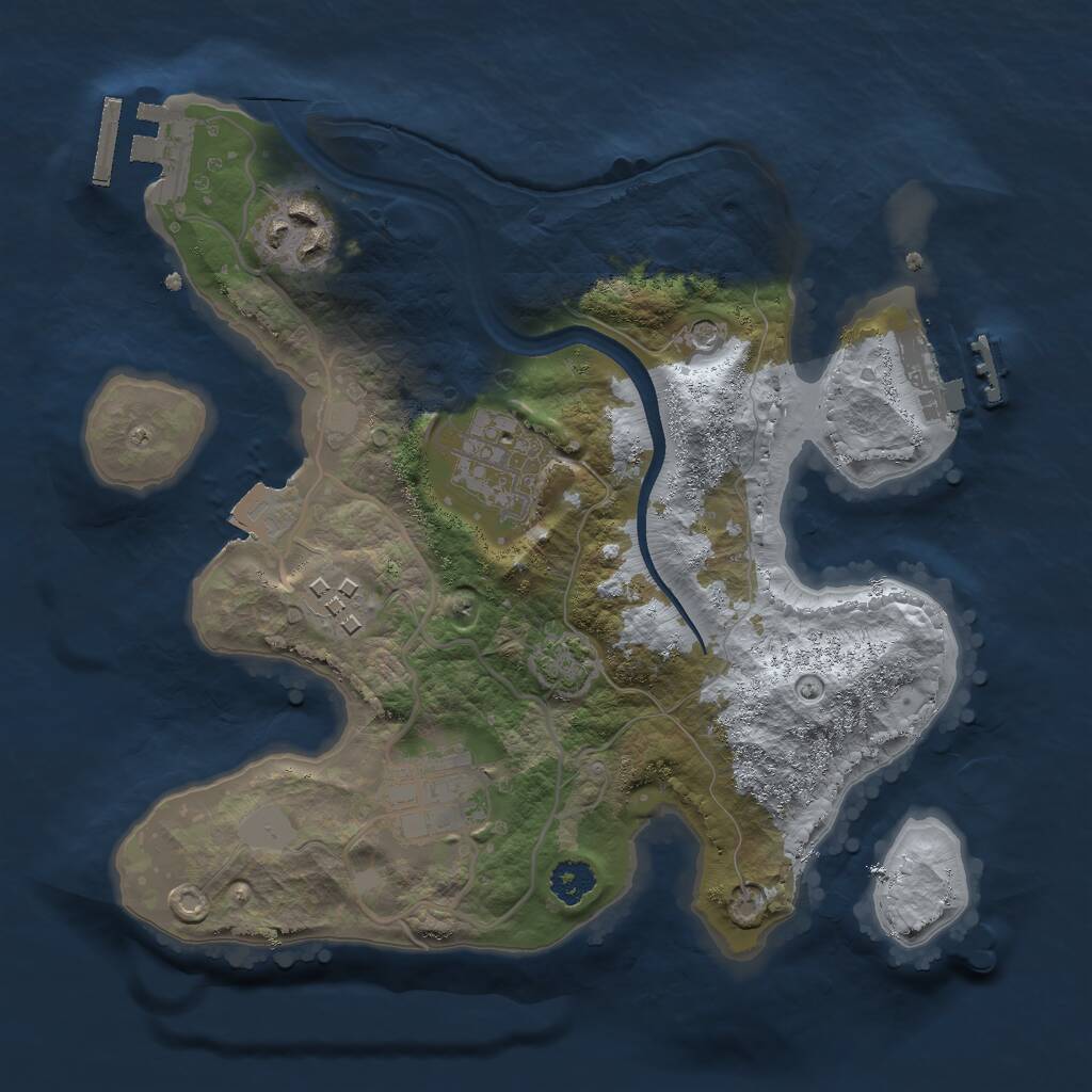 Rust Map: Procedural Map, Size: 2500, Seed: 1562961546, 9 Monuments